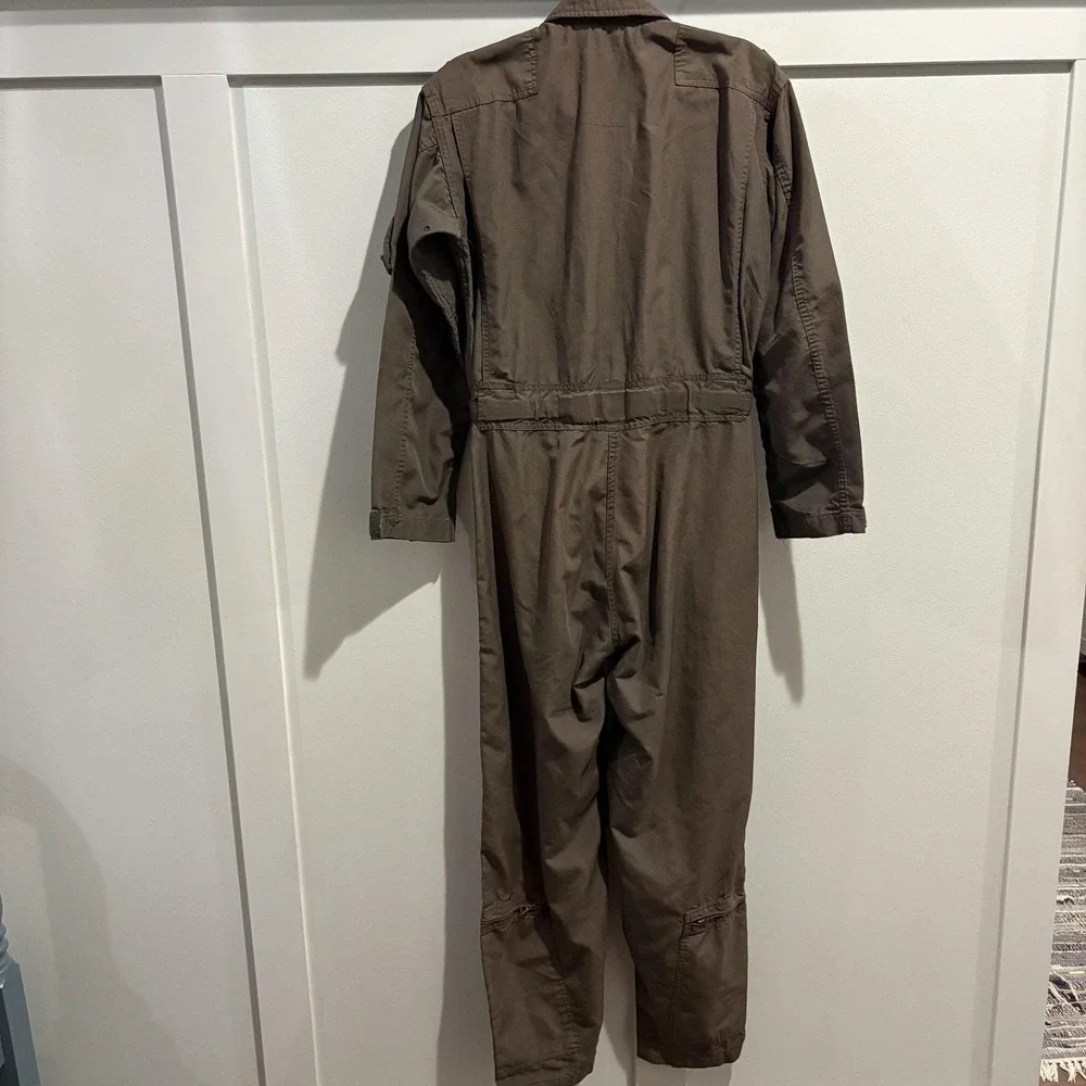 Vtg 60s US Military Flight Suit Olive Green Coveralls Scovill‎ Zip Small